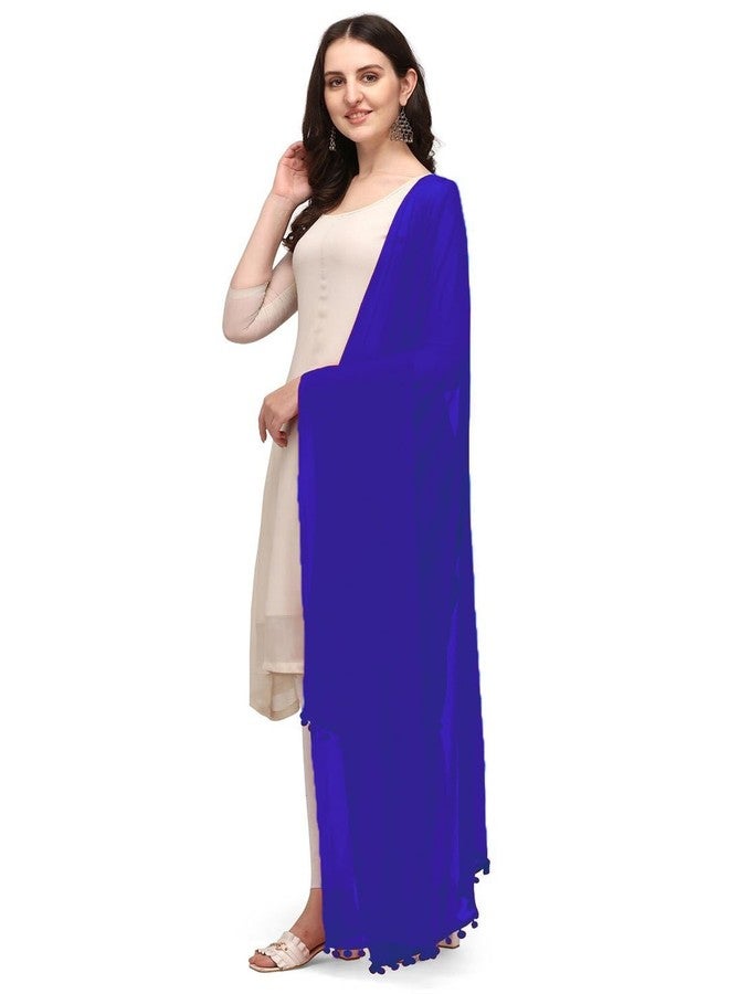 Chandrakala Women's Indian Royal Blue Solid Chiffon Dupatta Neck Wrap Long Stole Scarf Chunni,Free Size (D274ROY) - Image 2
